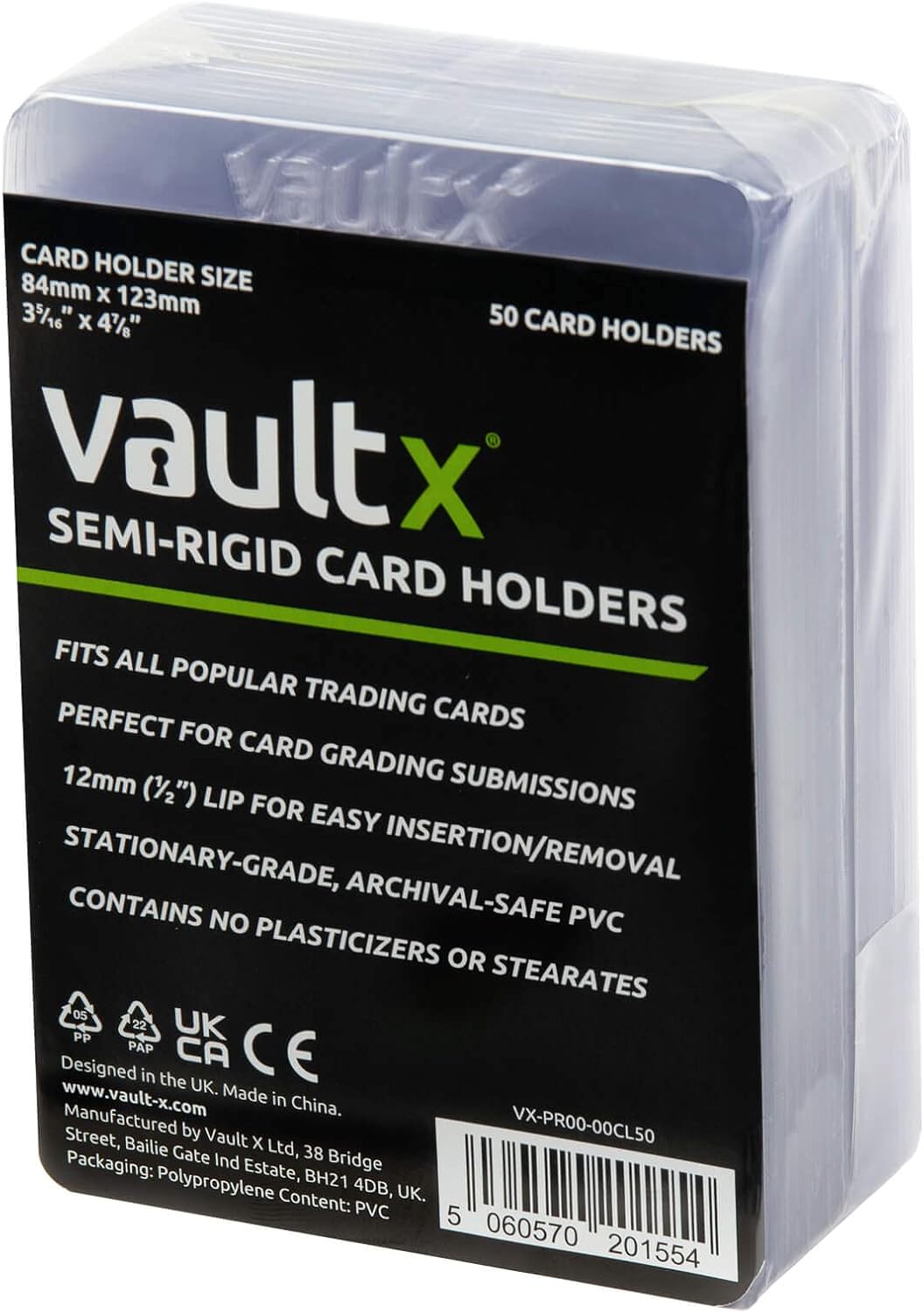 Vault X Semi-Rigids Sammelkartenhalter mit breiter Passform, 81 mm x 108 mm, PVC, 50 Stück