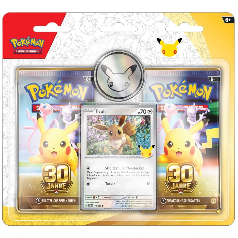 30 Jahre Edition – 2 Pack Blister Evoli – Pokémon – Deutsch 🇩🇪 CoolUp Cards