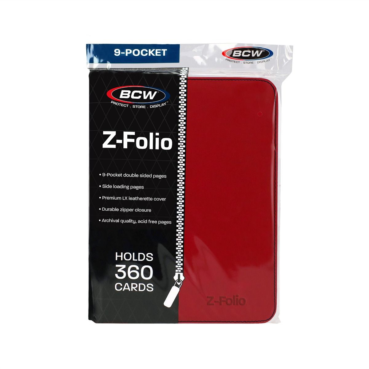 Z-Folio Rot – Premium Karten-Album / Zip-Folio aus Kunstleder – BCW