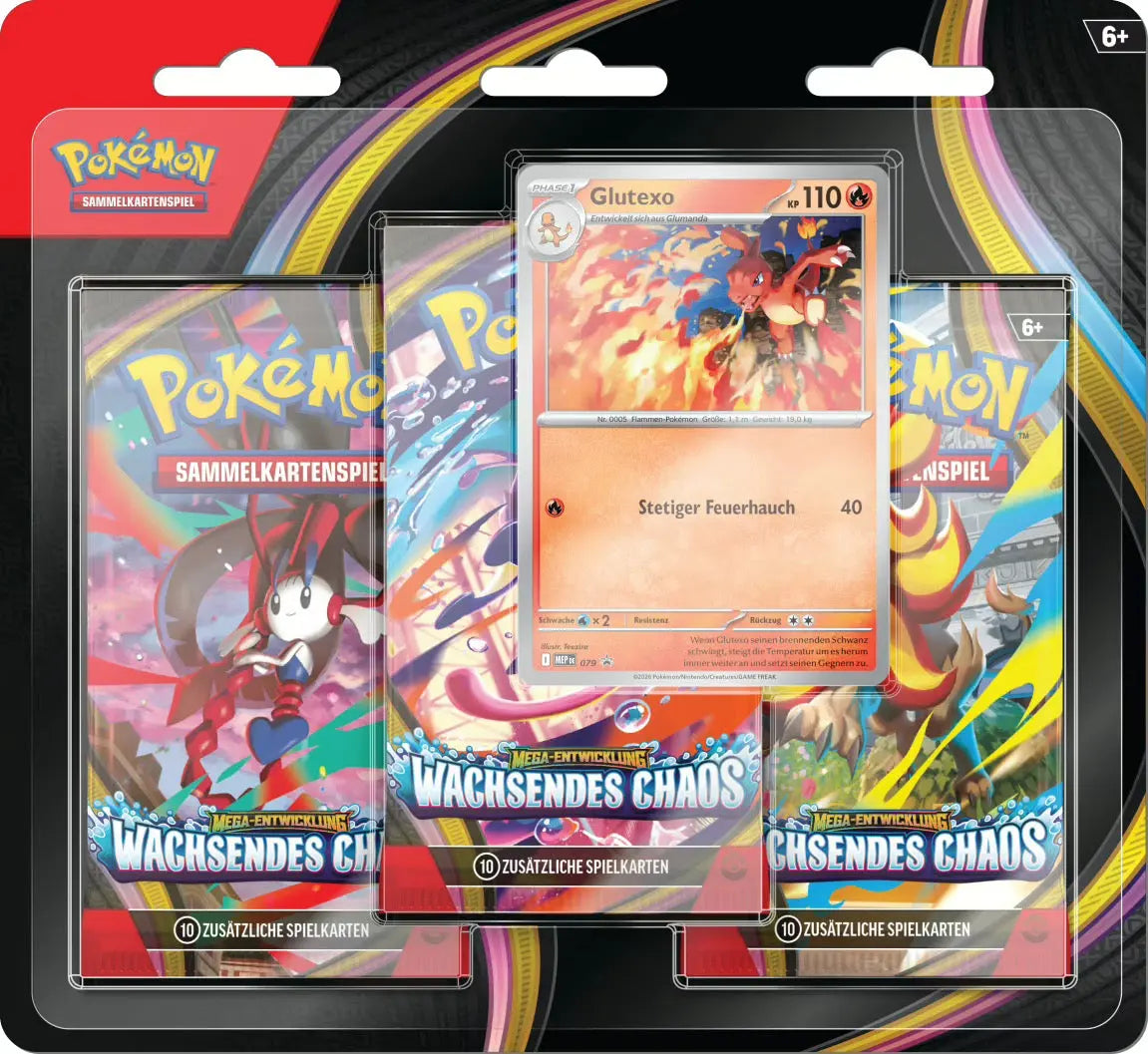 Wachsendes Chaos – 3 Pack Blister – Pokémon Deutsch 🇩🇪 CoolUp Cards